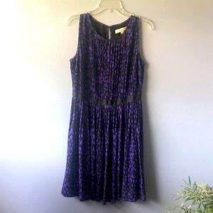 Loft, pleated black and purple dress